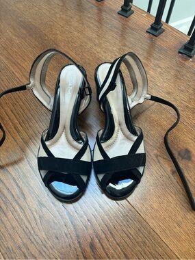 BeautiFeel Black and Cream Strappy Heeled Sandals